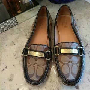 Authentic Coach Monogram/ Patent Leather Loafers